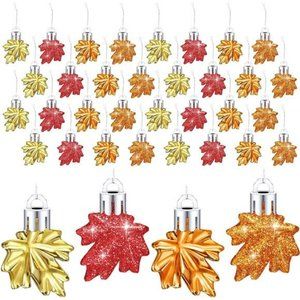 36 Pcs Fall Ornament Thanksgiving Small Tree Maple Leaf Hanging Ornament